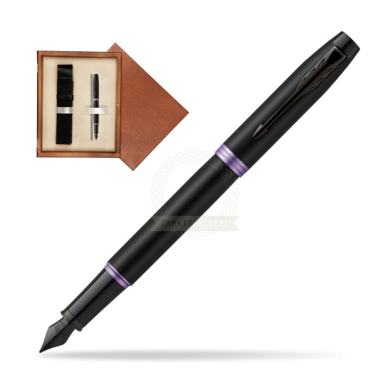 Parker IM PROFESSIONALS VIBRANT RING Amethyst Purple Penna Stilografica in single wooden box Mahogany Single Ecru
