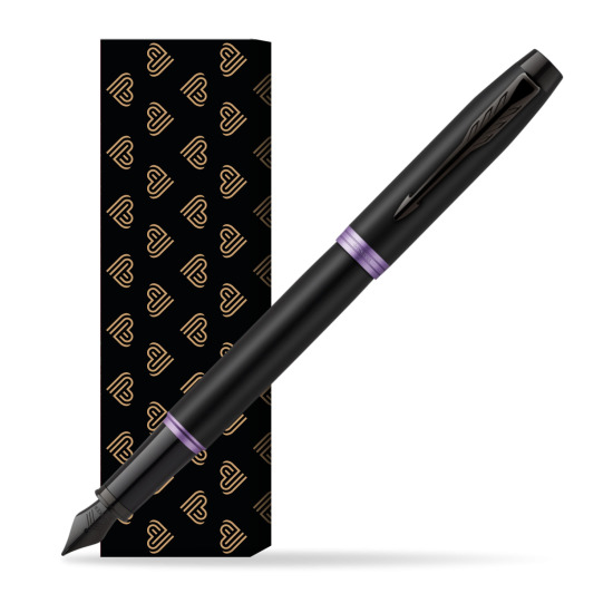 Parker IM PROFESSIONALS VIBRANT RING Amethyst Purple Penna Stilografica in cover Golden Hearts