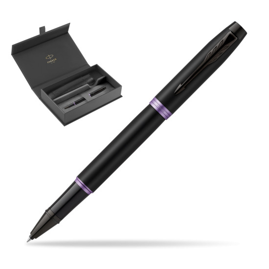 Parker IM PROFESSIONALS VIBRANT RING Amethyst Purple Rollerball Pen in original Parker box, slide-out case