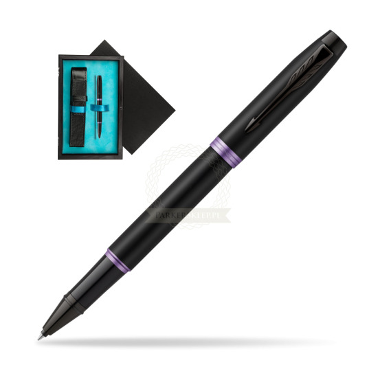 Parker IM PROFESSIONALS VIBRANT RING Amethyst Purple Rollerball Pen in single wooden box Black Single Turquoise
