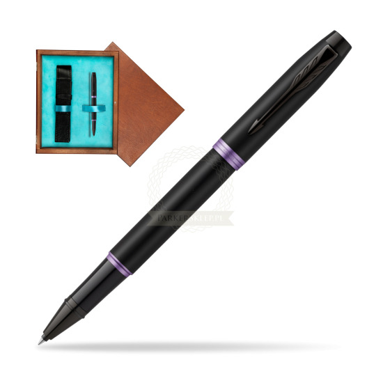 Parker IM PROFESSIONALS VIBRANT RING Amethyst Purple Rollerball Pen in single wooden box Mahogany Single Turquoise 
