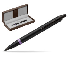 Parker IM PROFESSIONALS VIBRANT RING Amethyst Purple Ballpoint Pen in the brown leather box