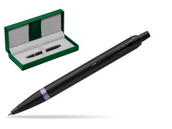 Parker IM PROFESSIONALS VIBRANT RING Amethyst Purple Ballpoint Pen in the green leather box