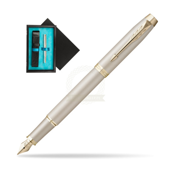 Parker IM PROFESSIONALS MONOCHROME CHAMPAGNE Penna Stilografica in single wooden box Black Single Turquoise