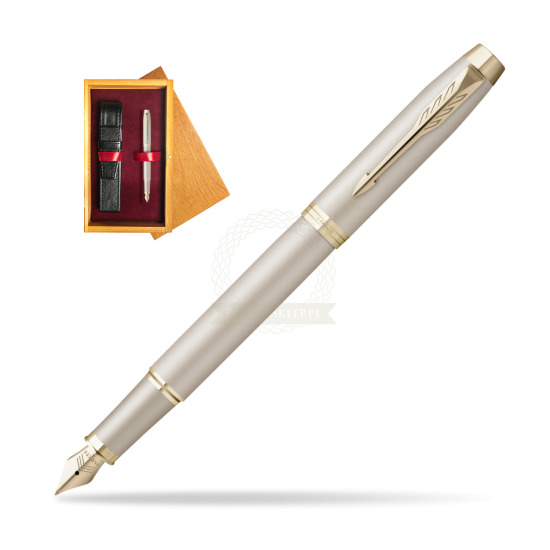 Parker IM PROFESSIONALS MONOCHROME CHAMPAGNE Penna Stilografica in single wooden box Honey Single Maroon