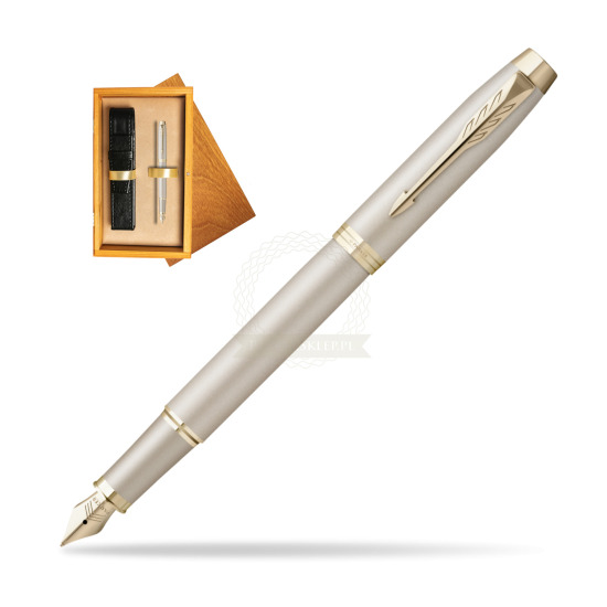 Parker IM PROFESSIONALS MONOCHROME CHAMPAGNE Penna Stilografica in single wooden box Honey Single Ecru