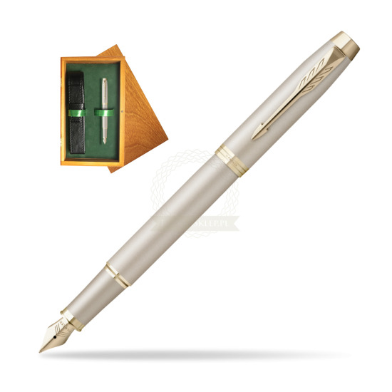 Parker IM PROFESSIONALS MONOCHROME CHAMPAGNE Penna Stilografica in single wooden box Honey Single Green