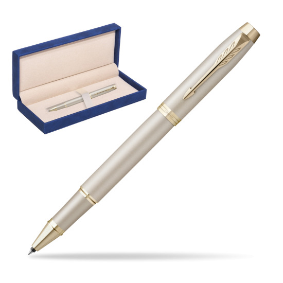 Parker IM PROFESSIONALS MONOCHROME CHAMPAGNE Penna Rollerball in suede box navy blue