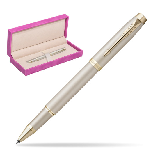 Parker IM PROFESSIONALS MONOCHROME CHAMPAGNE Penna Rollerball in suede box fuchsia