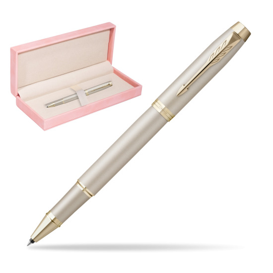Parker IM PROFESSIONALS MONOCHROME CHAMPAGNE Penna Rollerball in suede box pink