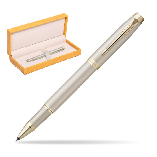 Parker IM PROFESSIONALS MONOCHROME CHAMPAGNE Penna Rollerball in suede box yellow