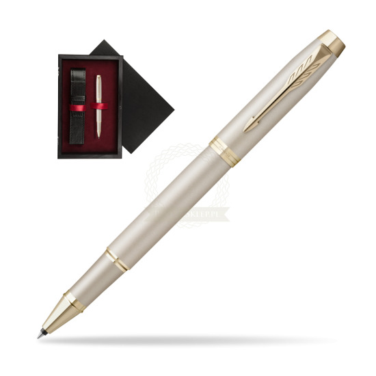 Parker IM PROFESSIONALS MONOCHROME CHAMPAGNE Penna Rollerball in single wooden box Black Single Maroon