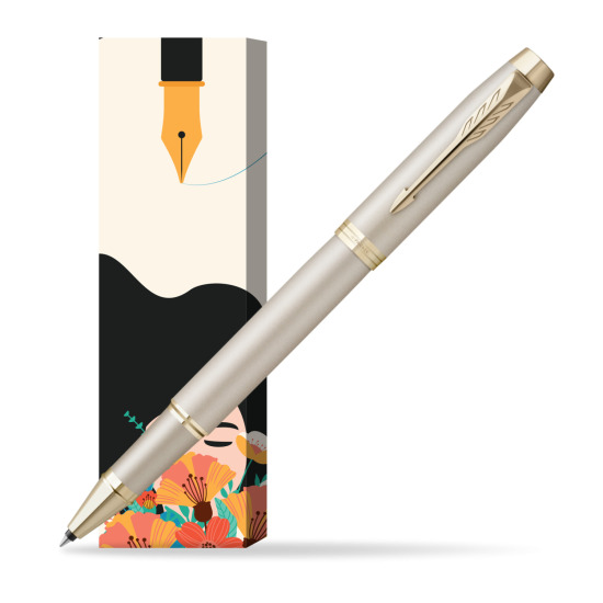 Parker IM PROFESSIONALS MONOCHROME CHAMPAGNE Penna Rollerball in cover Poppy