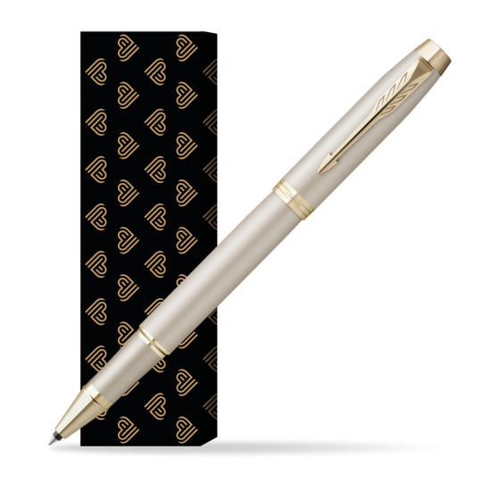 Parker IM PROFESSIONALS MONOCHROME CHAMPAGNE Penna Rollerball in cover Golden Hearts