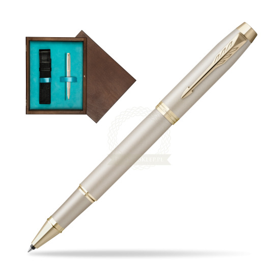 Parker IM PROFESSIONALS MONOCHROME CHAMPAGNE Penna Rollerball in single wooden box Wenge Single Turquoise 
