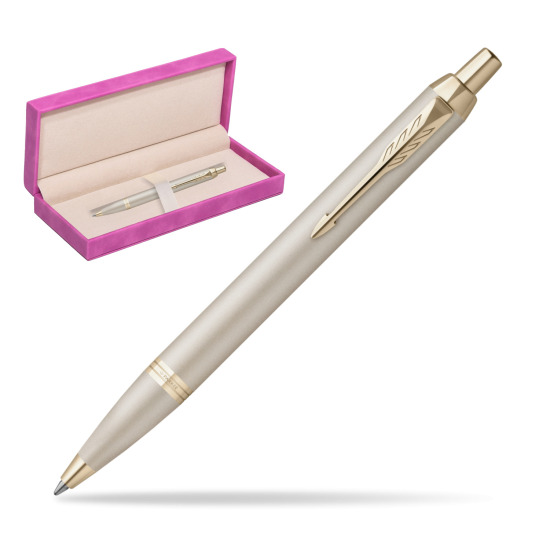Parker IM PROFESSIONALS MONOCHROME CHAMPAGNE Ballpoint Pen in suede box fuchsia