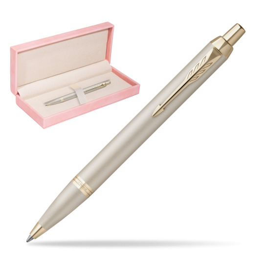 Parker IM PROFESSIONALS MONOCHROME CHAMPAGNE Ballpoint Pen in suede box pink