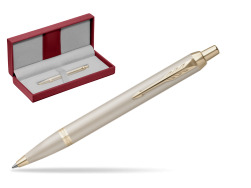Parker IM PROFESSIONALS MONOCHROME CHAMPAGNE Ballpoint Pen in the red leather box
