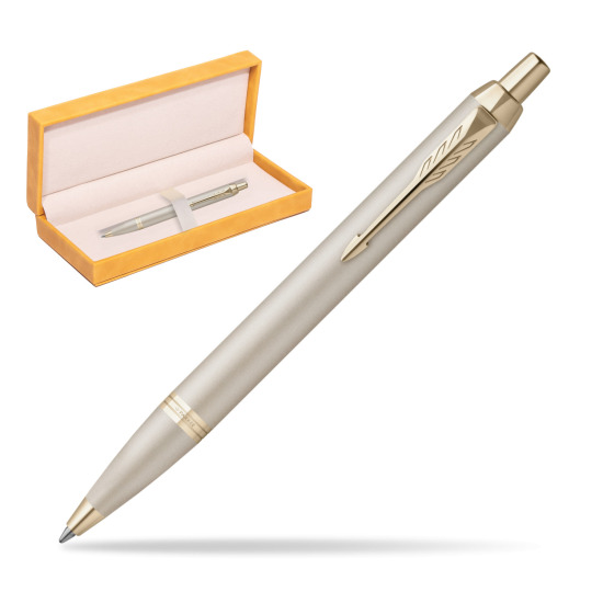 Parker IM PROFESSIONALS MONOCHROME CHAMPAGNE Ballpoint Pen in suede box yellow