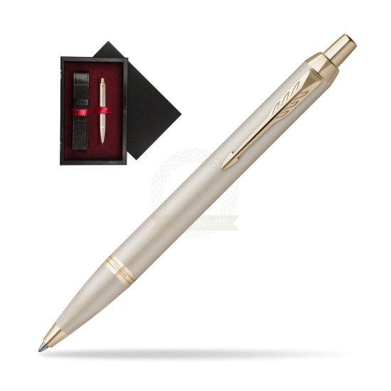 Parker IM PROFESSIONALS MONOCHROME CHAMPAGNE Ballpoint Pen in single wooden box Black Single Maroon