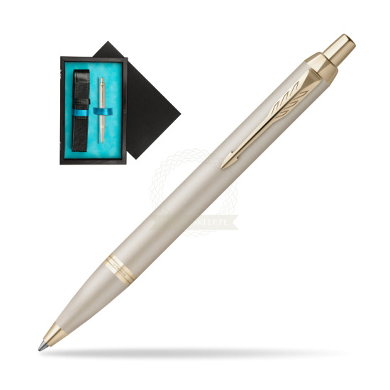 Parker IM PROFESSIONALS MONOCHROME CHAMPAGNE Ballpoint Pen in single wooden box Black Single Turquoise