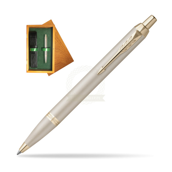 Parker IM PROFESSIONALS MONOCHROME CHAMPAGNE Ballpoint Pen in single wooden box Honey Single Green