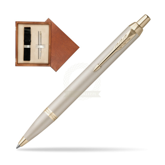 Parker IM PROFESSIONALS MONOCHROME CHAMPAGNE Ballpoint Pen in single wooden box Mahogany Single Ecru