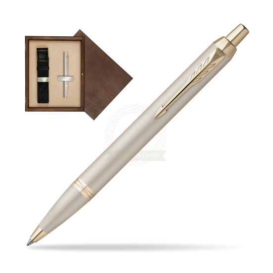 Parker IM PROFESSIONALS MONOCHROME CHAMPAGNE Ballpoint Pen in single wooden box Wenge Single Ecru