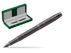 Parker IM PROFESSIONALS MONOCHROME BRONZE Penna Stilografica in the green leather box