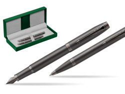 Parker Stylo-plume + Stylo-bille IM PROFESSIONALS MONOCHROME BRONZE in the green leather box