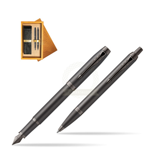 Parker Penna Stilografica + Penna Pen IM PROFESSIONALS MONOCHROME BRONZE in double wooden box Honey Double Ecru