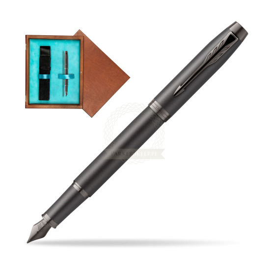 Parker IM PROFESSIONALS MONOCHROME BRONZE Penna Stilografica in single wooden box Mahogany Single Turquoise 