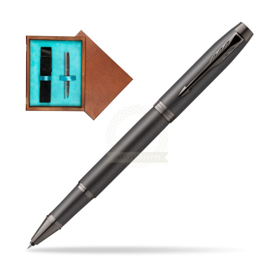 Parker IM PROFESSIONALS MONOCHROME BRONZE Rollerball Pen in single wooden box Mahogany Single Turquoise 