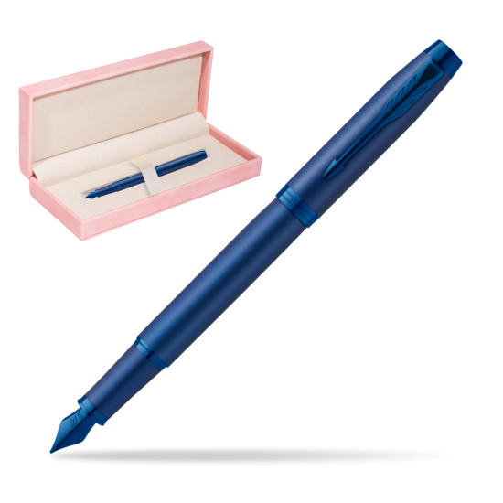 Parker IM PROFESSIONALS MONOCHROME BLUE Penna Stilografica in suede box pink
