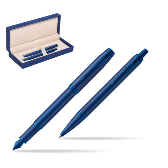 Parker Penna Stilografica + Penna Pen IM PROFESSIONALS MONOCHROME BLUE in suede box navy blue