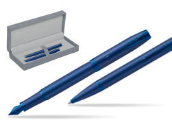 Parker Penna Stilografica + Penna Pen IM PROFESSIONALS MONOCHROME BLUE in suede box grey