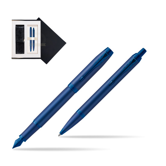 Parker Penna Stilografica + Penna Pen IM PROFESSIONALS MONOCHROME BLUE in suede box black