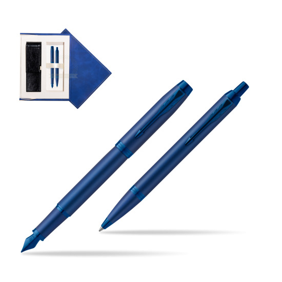 Parker Penna Stilografica + Penna Pen IM PROFESSIONALS MONOCHROME BLUE in suede box navy blue