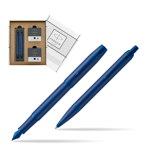 Parker Penna Stilografica + Penna Pen IM PROFESSIONALS MONOCHROME BLUE in a Parker Eco White box