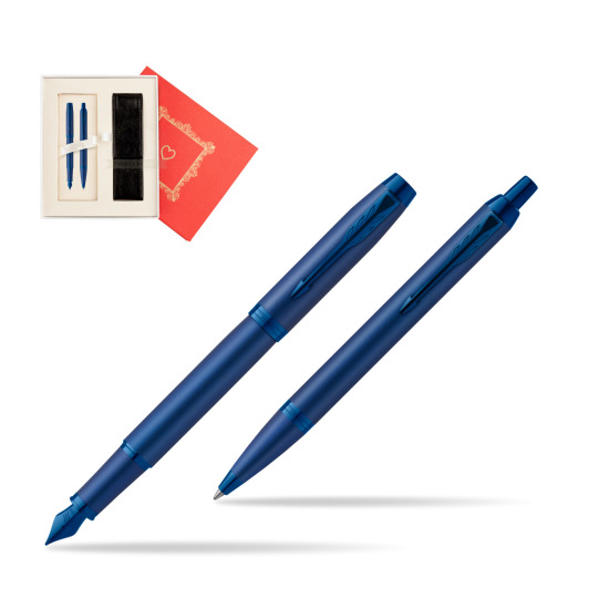 Parker Penna Stilografica + Penna Pen IM PROFESSIONALS MONOCHROME BLUE  "Red Love"