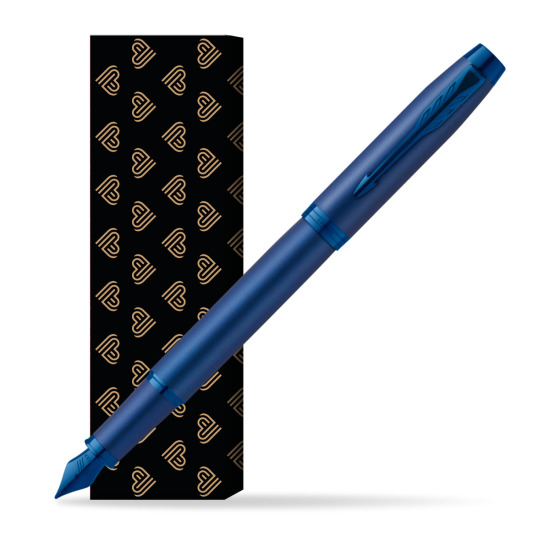 Parker IM PROFESSIONALS MONOCHROME BLUE Penna Stilografica in cover Golden Hearts