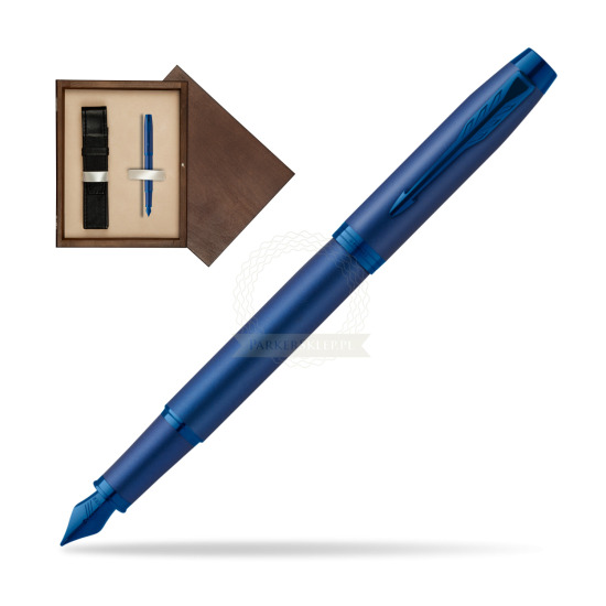 Parker IM PROFESSIONALS MONOCHROME BLUE Penna Stilografica in single wooden box Wenge Single Ecru