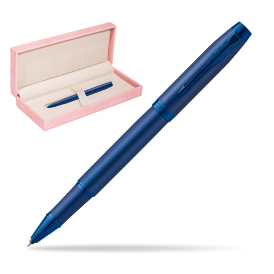 Parker IM PROFESSIONALS MONOCHROME BLUE Rollerball Pen in suede box pink