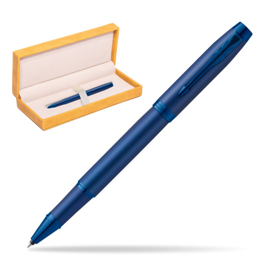 Parker IM PROFESSIONALS MONOCHROME BLUE Rollerball Pen in suede box yellow