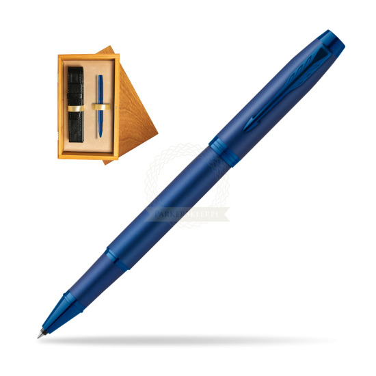 Parker IM PROFESSIONALS MONOCHROME BLUE Rollerball Pen in single wooden box Honey Single Ecru