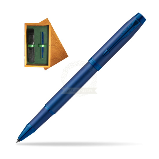 Parker IM PROFESSIONALS MONOCHROME BLUE Rollerball Pen in single wooden box Honey Single Green
