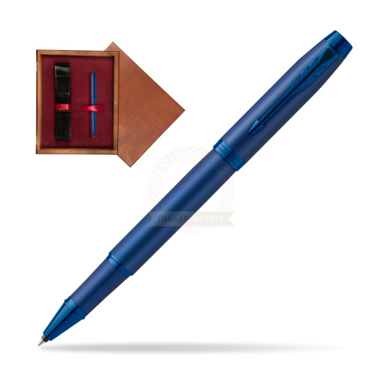 Parker IM PROFESSIONALS MONOCHROME BLUE Rollerball Pen in single wooden box Mahogany Single Maroon