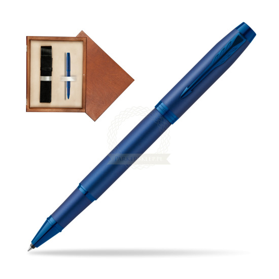 Parker IM PROFESSIONALS MONOCHROME BLUE Rollerball Pen in single wooden box Mahogany Single Ecru