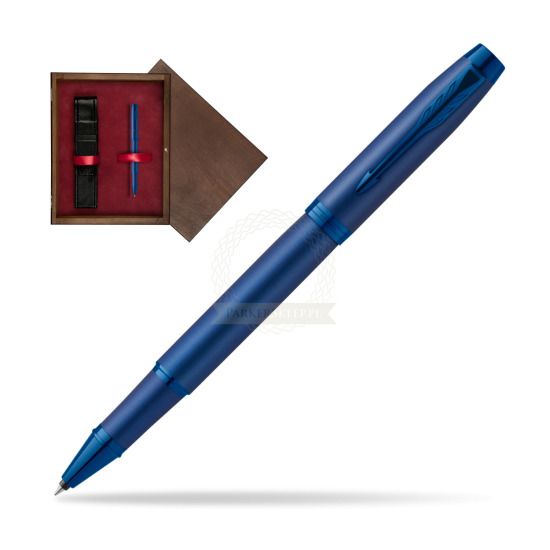 Parker IM PROFESSIONALS MONOCHROME BLUE Rollerball Pen in single wooden box Wenge Single Maroon