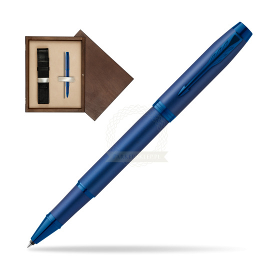 Parker IM PROFESSIONALS MONOCHROME BLUE Rollerball Pen in single wooden box Wenge Single Ecru
